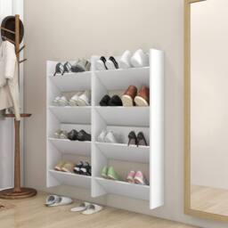 Berkfield Home Wall Shoe Cabinets 4 pcs White 60x18x60 cm Engineered Wood - Size: 60 x 18 x 60 cm - thumbnail 2