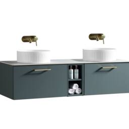 Bathroom Kingdom Piatta Smoked Sage Wall Hung Basin Vanity 1400mm in Dark Green - thumbnail 1