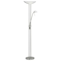 Loops Floor Lamp Light Satin Nickel Shade White Satin Glass Bulb R7S G9 1x230W 1x33W in Metallics