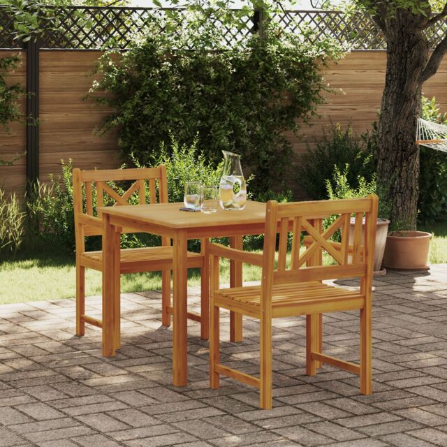 Berkfield Home 3 Piece Garden Dining Set Solid Wood Acacia in Brown - image 1