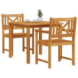 Berkfield Home 3 Piece Garden Dining Set Solid Wood Acacia in Brown - thumbnail 3