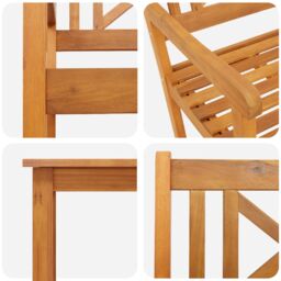 Berkfield Home 3 Piece Garden Dining Set Solid Wood Acacia in Brown - thumbnail 9