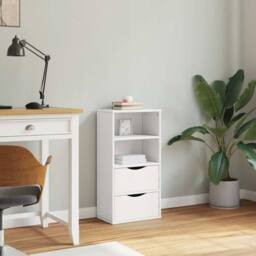 Berkfield Home Side Cabinet with Drawers ODDA White 40x24x79 cm Solid Wood Pine - Size: 40 x 24 x 79 cm - thumbnail 4