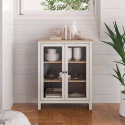 CALICOSY Misti 2-Door Display Cabinet W90 X H110 Cm in White - thumbnail 2