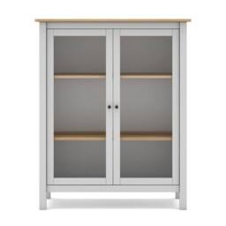 CALICOSY Misti 2-Door Display Cabinet W90 X H110 Cm in White - thumbnail 1