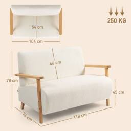 Wyld Haus Hadimi Sherpa Boucle Cream White Compact 2 Seater Sofa - thumbnail 3