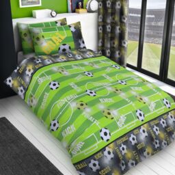 Velosso Footy Galore Cotton Rich Printed Duvet Cover & Pillowcase in Green - Size: King - thumbnail 1