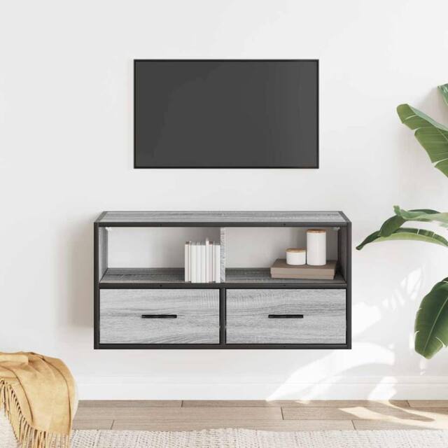 Berkfield Home TV Cabinet Grey Sonoma 80x31x39.5 cm Engineered Wood & Metal - image 1