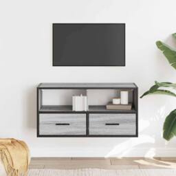 Berkfield Home TV Cabinet Grey Sonoma 80x31x39.5 cm Engineered Wood & Metal - thumbnail 1