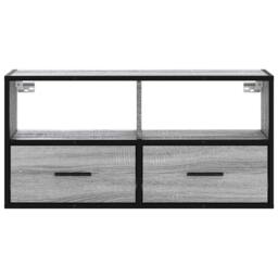 Berkfield Home TV Cabinet Grey Sonoma 80x31x39.5 cm Engineered Wood & Metal - thumbnail 4