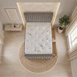 "Somnior Eleanor Velvet Divan Bed Mattress 2 Draw 54"" Headboard 22"" Footboard in Silver - Size: Super King" - thumbnail 4
