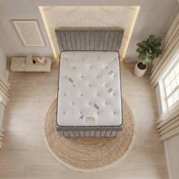 "Somnior Eleanor Velvet Divan Bed Mattress 2 Draw 54"" Headboard 22"" Footboard in Silver - Size: Super King" - thumbnail 5