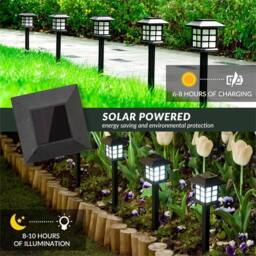 Kelvenix 12pcs Solar LED Garden Lights, Outdoor Pathway Stake Lighting, White in Black - thumbnail 4