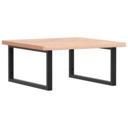 Berkfield Home Basin Shelf Wall Mounted Steel & Solid Wood Beech in Natural - thumbnail 1