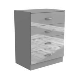 FORGEVIO Grey High Gloss 4 Drawer Chest Matt Grey Body Tall Bedroom Cabinet - thumbnail 3