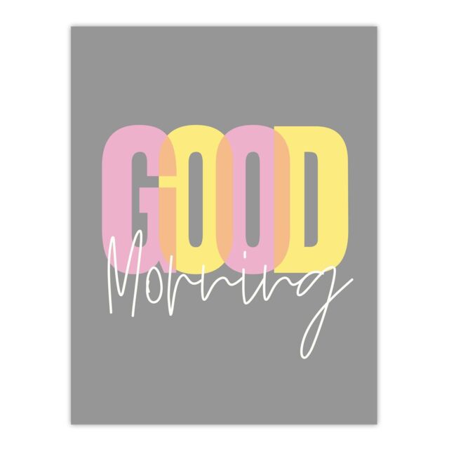 "Wee Blue Coo Wall Art Print Good Morning Quote Grey Bedroom Poster - Size: W24"" x H32""" - image 1