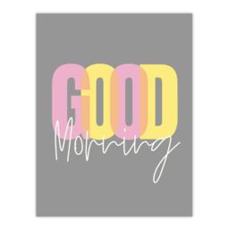 "Wee Blue Coo Wall Art Print Good Morning Quote Grey Bedroom Poster - Size: W24"" x H32""" - thumbnail 1
