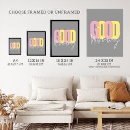 "Wee Blue Coo Wall Art Print Good Morning Quote Grey Bedroom Poster - Size: W24"" x H32""" - thumbnail 3