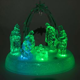 Shatchi 20cm Christmas Pre-Lit LED Musical Nativity Scene Acrylic Sculpture Battery Operated Light Up Xmas Tabletop Home Decorations in Natural - thumbnail 6