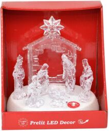 Shatchi 20cm Christmas Pre-Lit LED Musical Nativity Scene Acrylic Sculpture Battery Operated Light Up Xmas Tabletop Home Decorations in Natural - thumbnail 2