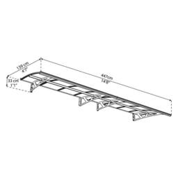 Palram Patio Cover Amsterdam Door Awning Canopy 4460 Clear - Grey - thumbnail 3