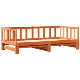 Berkfield Home Pull-out Day Bed without Mattress Wax Brown 2x(90x190) cm - thumbnail 1