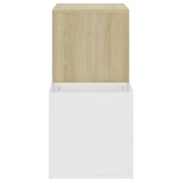 Berkfield Home Hall Shoe Cabinet White & Sonoma Oak 105x35.5x70 cm Engineered Wood in Beige - thumbnail 6