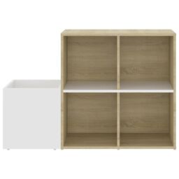 Berkfield Home Hall Shoe Cabinet White & Sonoma Oak 105x35.5x70 cm Engineered Wood in Beige - thumbnail 5