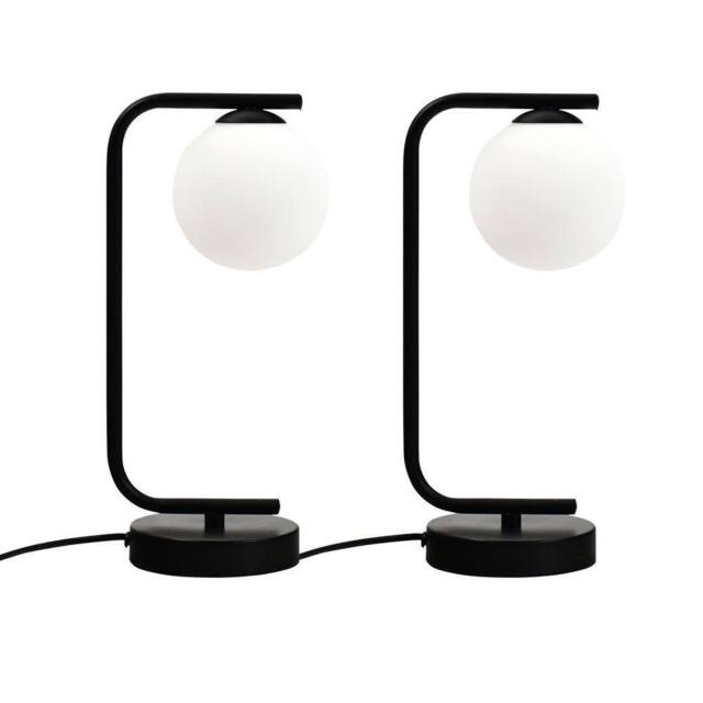 First Choice Lighting Set of 2 Grosvenor - Black Table Lights with Glass Globes - image 1