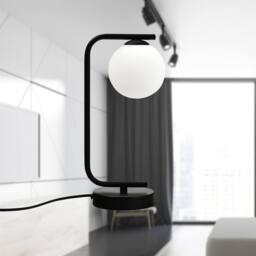 First Choice Lighting Set of 2 Grosvenor - Black Table Lights with Glass Globes - thumbnail 7