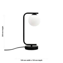 First Choice Lighting Set of 2 Grosvenor - Black Table Lights with Glass Globes - thumbnail 8
