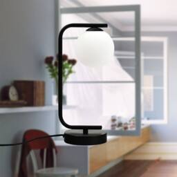 First Choice Lighting Set of 2 Grosvenor - Black Table Lights with Glass Globes - thumbnail 6