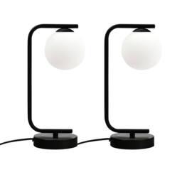 First Choice Lighting Set of 2 Grosvenor - Black Table Lights with Glass Globes - thumbnail 1
