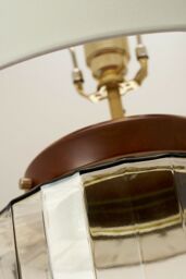 Loops Table Lamp Ivory Shade Metalwork Aged Brass Wood Dark Stained LED E27 60W in Metallics - thumbnail 3