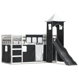 Berkfield Home Bunk Bed without Mattress with Slide White & Black 90x200 cm - thumbnail 2