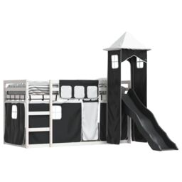 Berkfield Home Bunk Bed without Mattress with Slide White & Black 90x200 cm - thumbnail 4