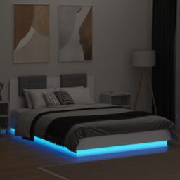 Berkfield Home Bed Frame with LED without Mattress White 150x200 cm King Size - thumbnail 4