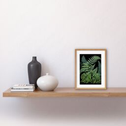 "Artery8 Wall Art Print Fern Fronds Ernst Haeckel Style Dark Artwork Framed 9X7 Inch in Beige - Size: W7"" x H9""" - thumbnail 2