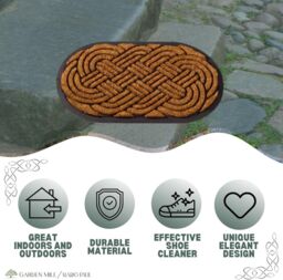 Marco Paul Tan Coir Oval Celtic Knot Nonslip Doormat 45x75cm in Brown - Size: Medium - thumbnail 8