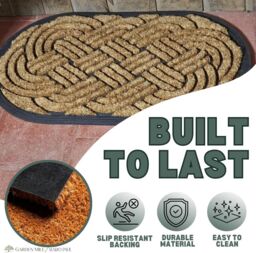Marco Paul Tan Coir Oval Celtic Knot Nonslip Doormat 45x75cm in Brown - Size: Medium - thumbnail 9
