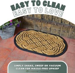Marco Paul Tan Coir Oval Celtic Knot Nonslip Doormat 45x75cm in Brown - Size: Medium - thumbnail 6
