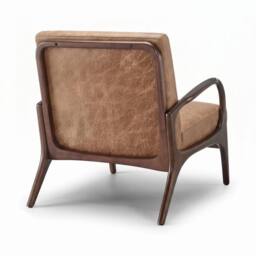 FurnitureboxUK Esmeray Tan Faux Leather Mid Century Modern Accent Chair - thumbnail 5