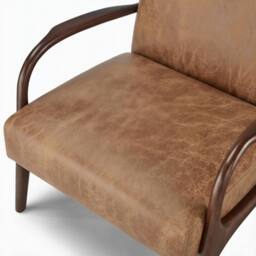FurnitureboxUK Esmeray Tan Faux Leather Mid Century Modern Accent Chair - thumbnail 7