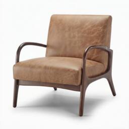 FurnitureboxUK Esmeray Tan Faux Leather Mid Century Modern Accent Chair - thumbnail 3