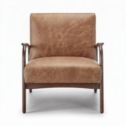 FurnitureboxUK Esmeray Tan Faux Leather Mid Century Modern Accent Chair - thumbnail 4