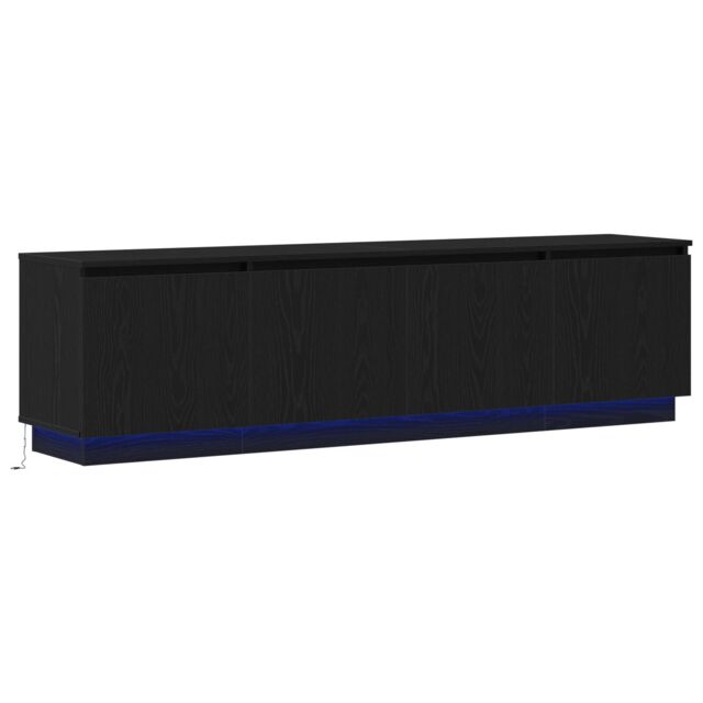 Berkfield Home TV cabinet with LED Black Oak 180x38x49 cm Engineered Wood - Size: 180 x 38 x 49 cm - image 1
