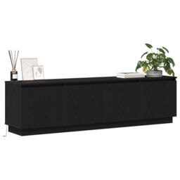 Berkfield Home TV cabinet with LED Black Oak 180x38x49 cm Engineered Wood - Size: 180 x 38 x 49 cm - thumbnail 3