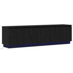 Berkfield Home TV cabinet with LED Black Oak 180x38x49 cm Engineered Wood - Size: 180 x 38 x 49 cm - thumbnail 2