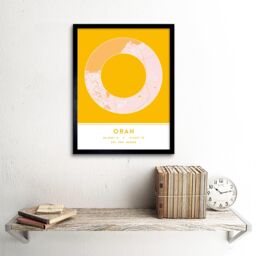 "Wee Blue Coo Wall Art Print Oran Algeria City Map Modern Typography Stylish Letter Framed Word in Yellow - Size: W12"" x H16""" - thumbnail 2