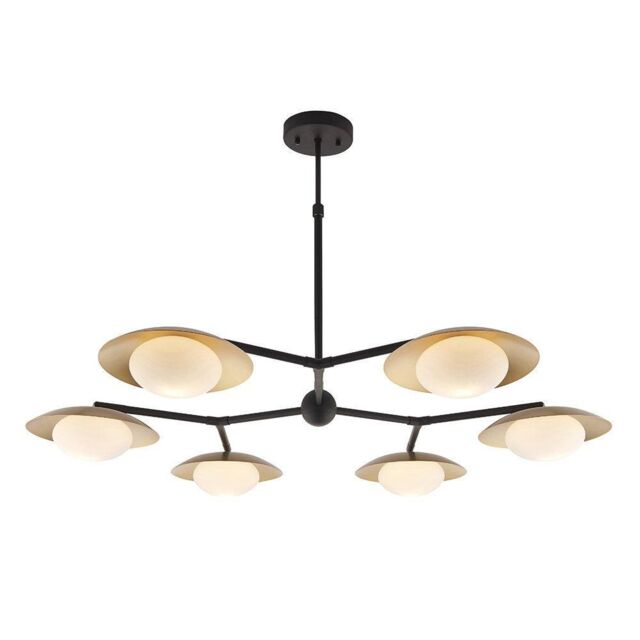 Netlighting 'TIVOLI' Dimmable Stylish Indoor 6 Light Glass Semi Flush Ceiling Lamp in Gold - image 1